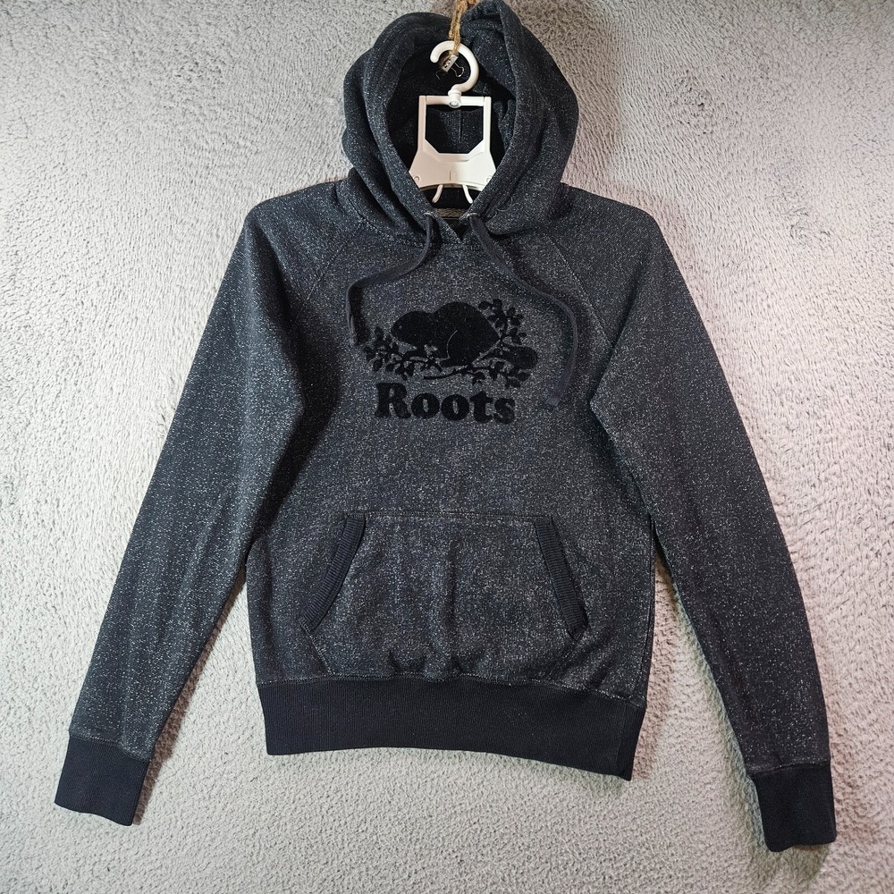 Roots Canada Hoodie Sweater Women XS Black Logo